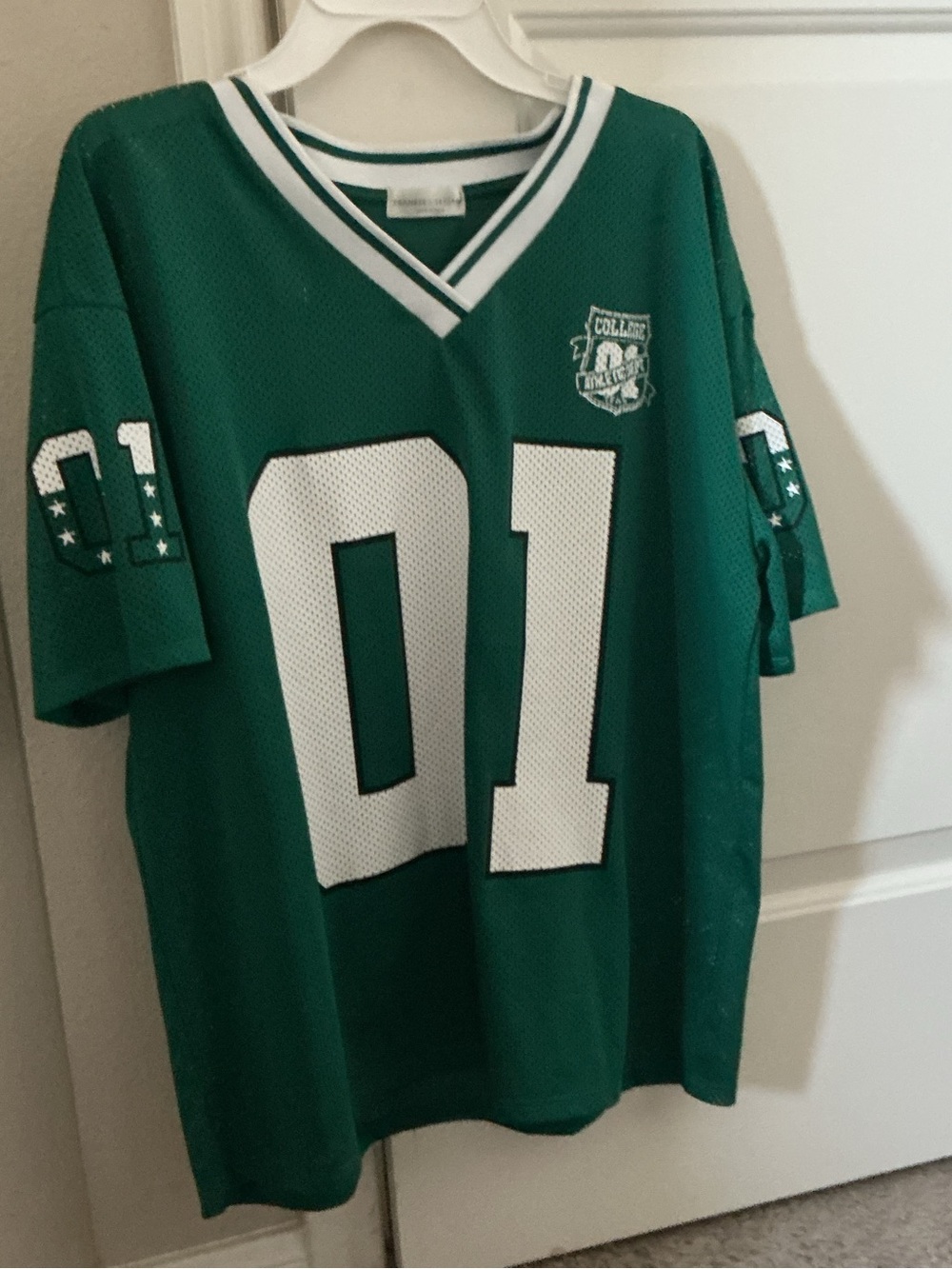 Green Women's Athletic Jersey Top with White Number
